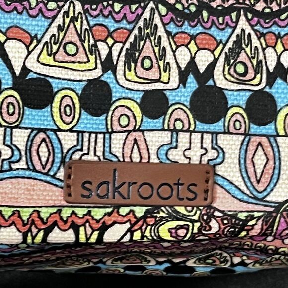 Sakroots Rockaway Backpack Aqua One World Peace Print Coated Canvas Boho Bag - Picture 3 of 16